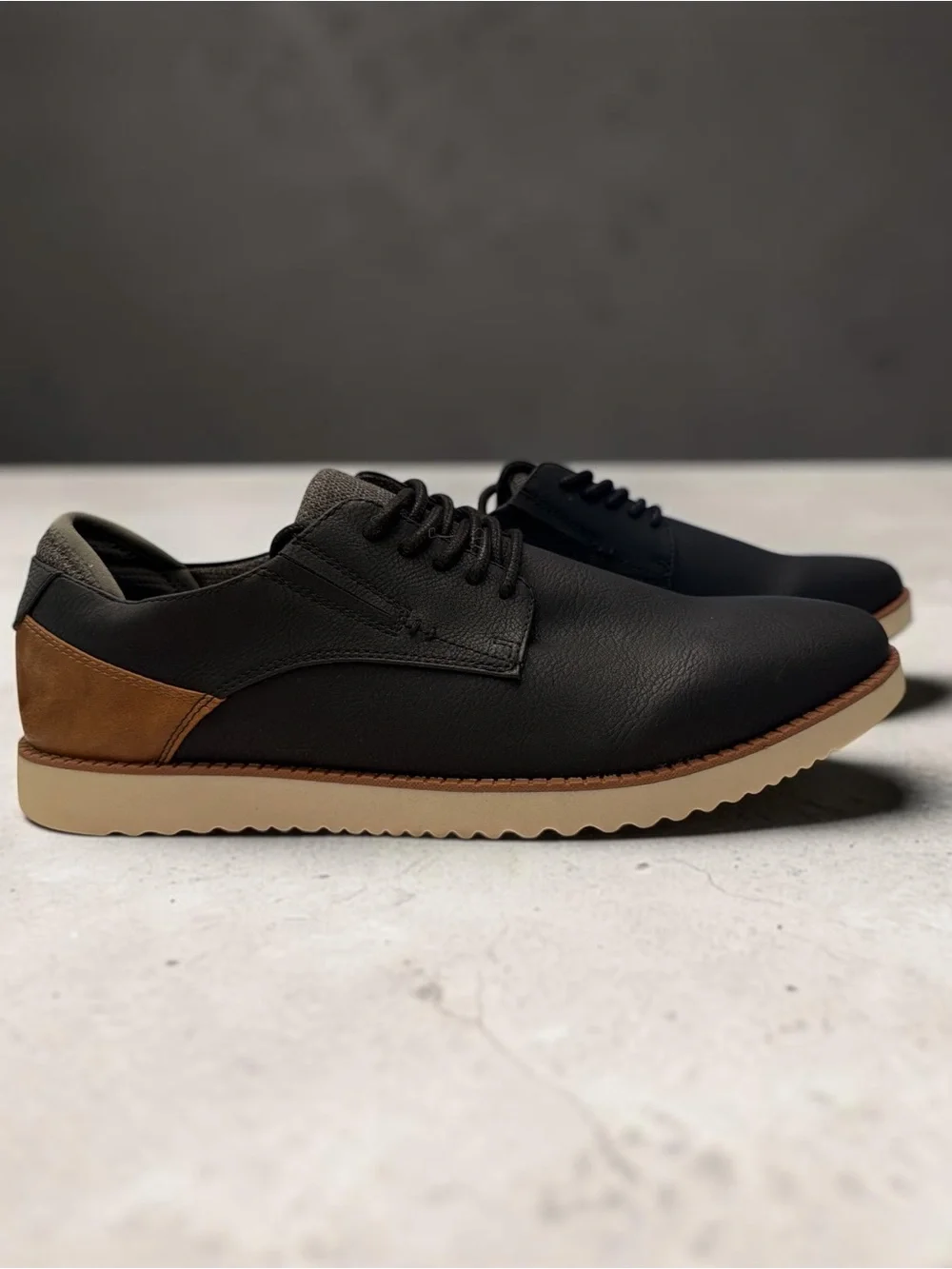 Dr. Scholl's Black Lace-Up Derby with Tan and Cream Sole